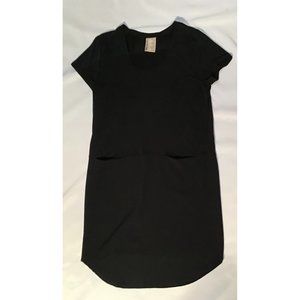 dolan Black Short-Sleeve V-Neck Midi Dress
